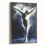 Framed abstract figurative artwork with a gold side view, showcasing a modern design perfect for contemporary home decor. Ideal for adding elegance to living spaces.