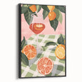 Black and white framed canvas depicting a vintage fruit illustration, ideal for bedroom wall decor.