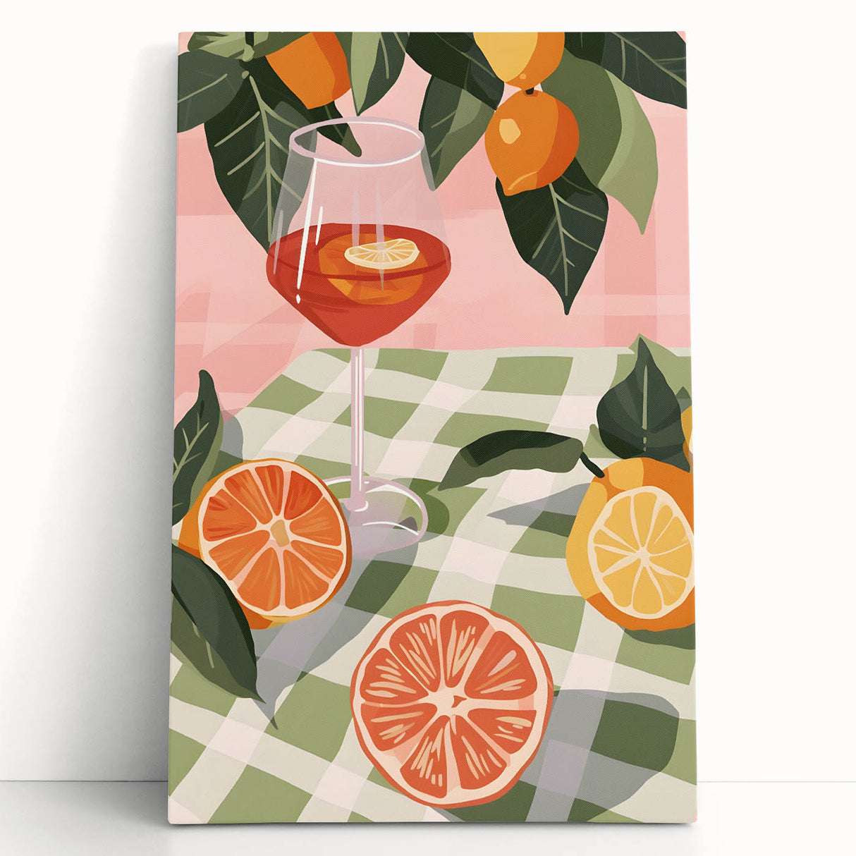 Large black and white stretched canvas featuring an assortment of fruits, ideal for kitchen wall art.