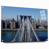 Side view of a modern acrylic glass landscape bridge design showcasing vibrant colors and intricate details, secured with pins for stability, ideal for contemporary decor.