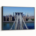 Framed canvas artwork of a landscape bridge in a serene setting, showcasing vibrant colors and intricate details, ideal for home decor or office space enhancement.