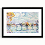 Paris Bridge Scene - Modern Wall Art of Pointillist Cityscape