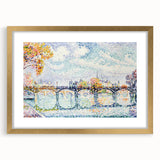 Paris Bridge Scene - Modern Wall Art of Pointillist Cityscape