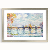 Paris Bridge Scene - Modern Wall Art of Pointillist Cityscape