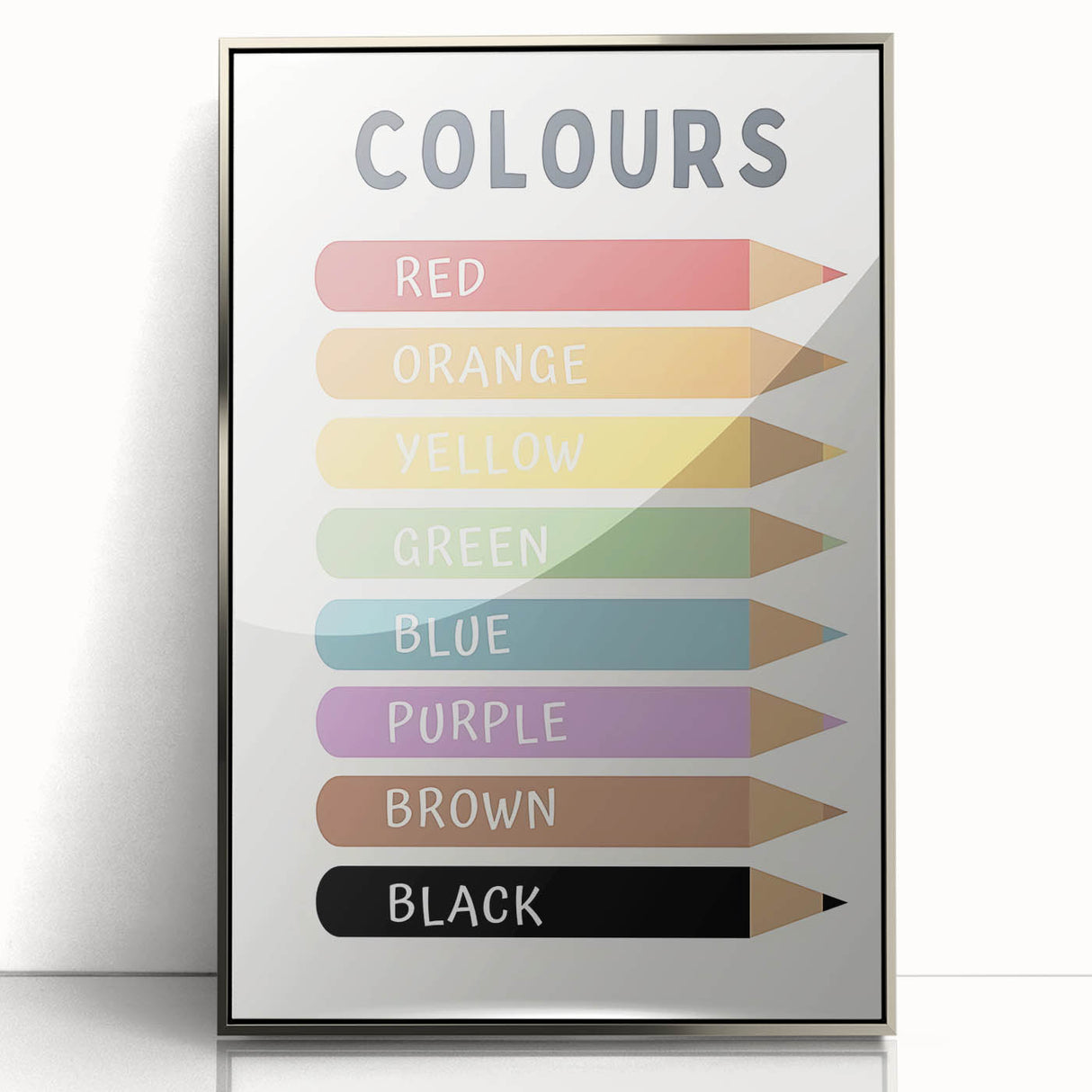 Educational Nursery Wall Decor - Color Name Pencil Chart