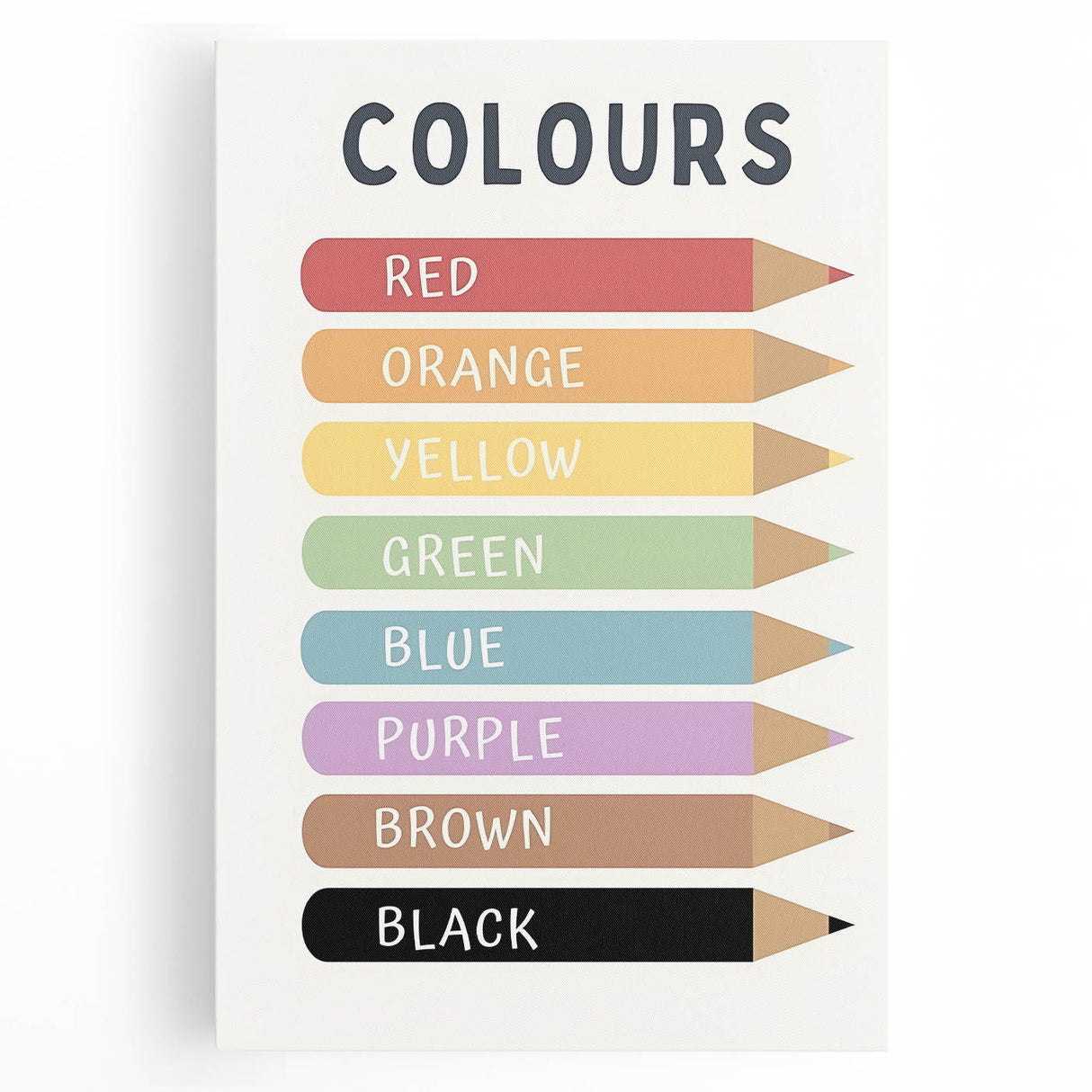 Educational Nursery Wall Decor - Color Name Pencil Chart
