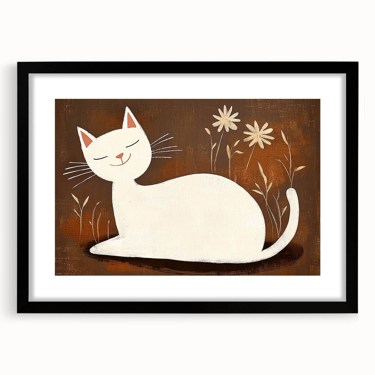 Girls Bedroom Art – Minimalist Cute Cat Illustration Wall Print