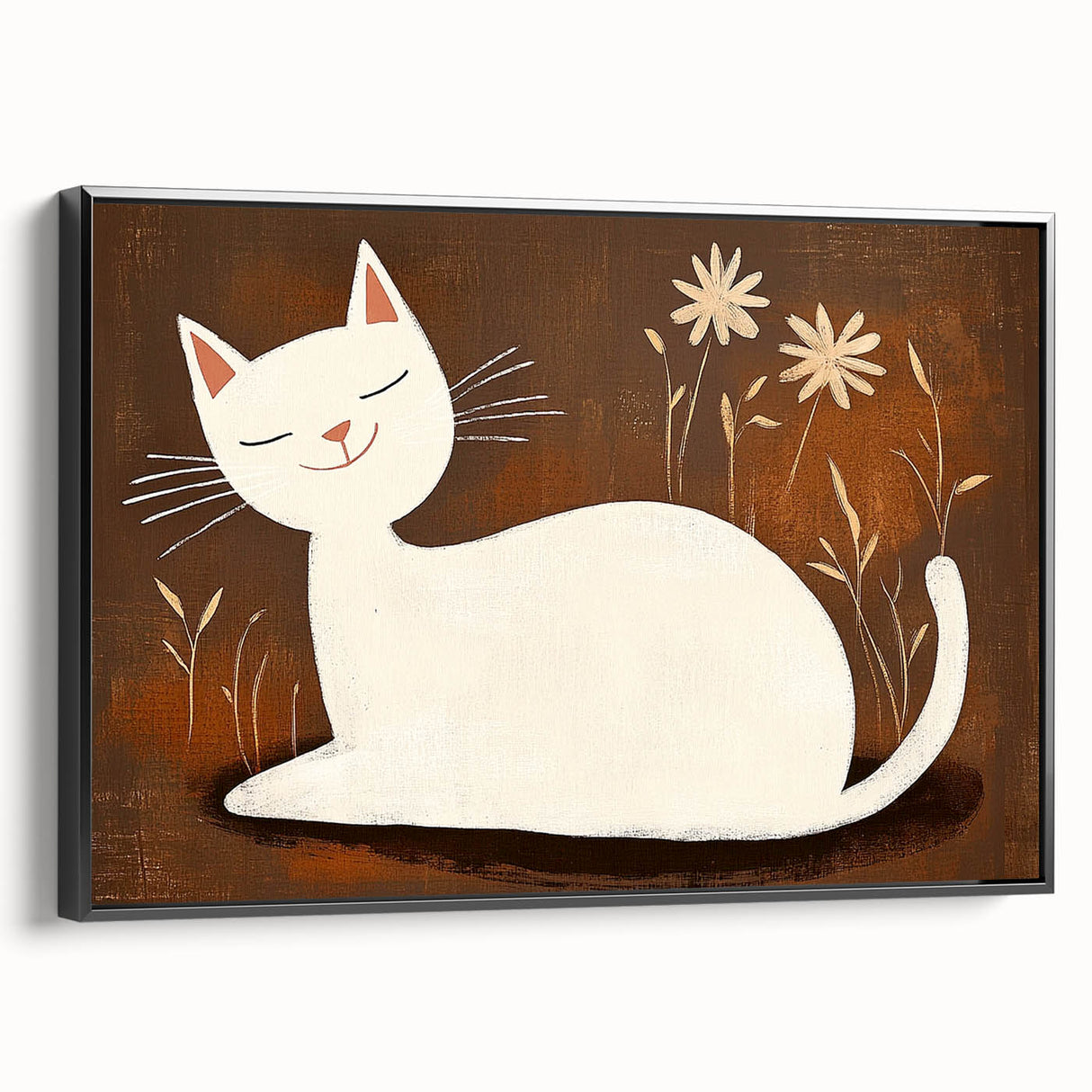 Girls Bedroom Art – Minimalist Cute Cat Illustration Wall Print