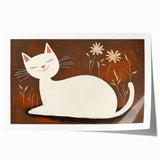 Girls Bedroom Art – Minimalist Cute Cat Illustration Wall Print