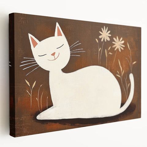 Girls Bedroom Art – Minimalist Cute Cat Illustration Wall Print