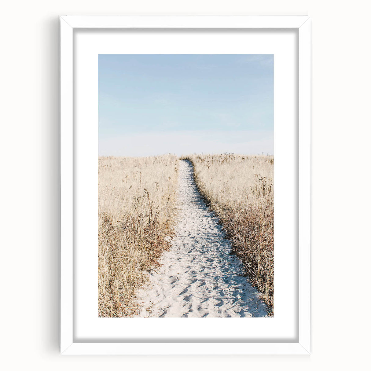 Abstract art print featuring vibrant summer hues on a white framed canvas, suitable for dining room or bedroom decor.