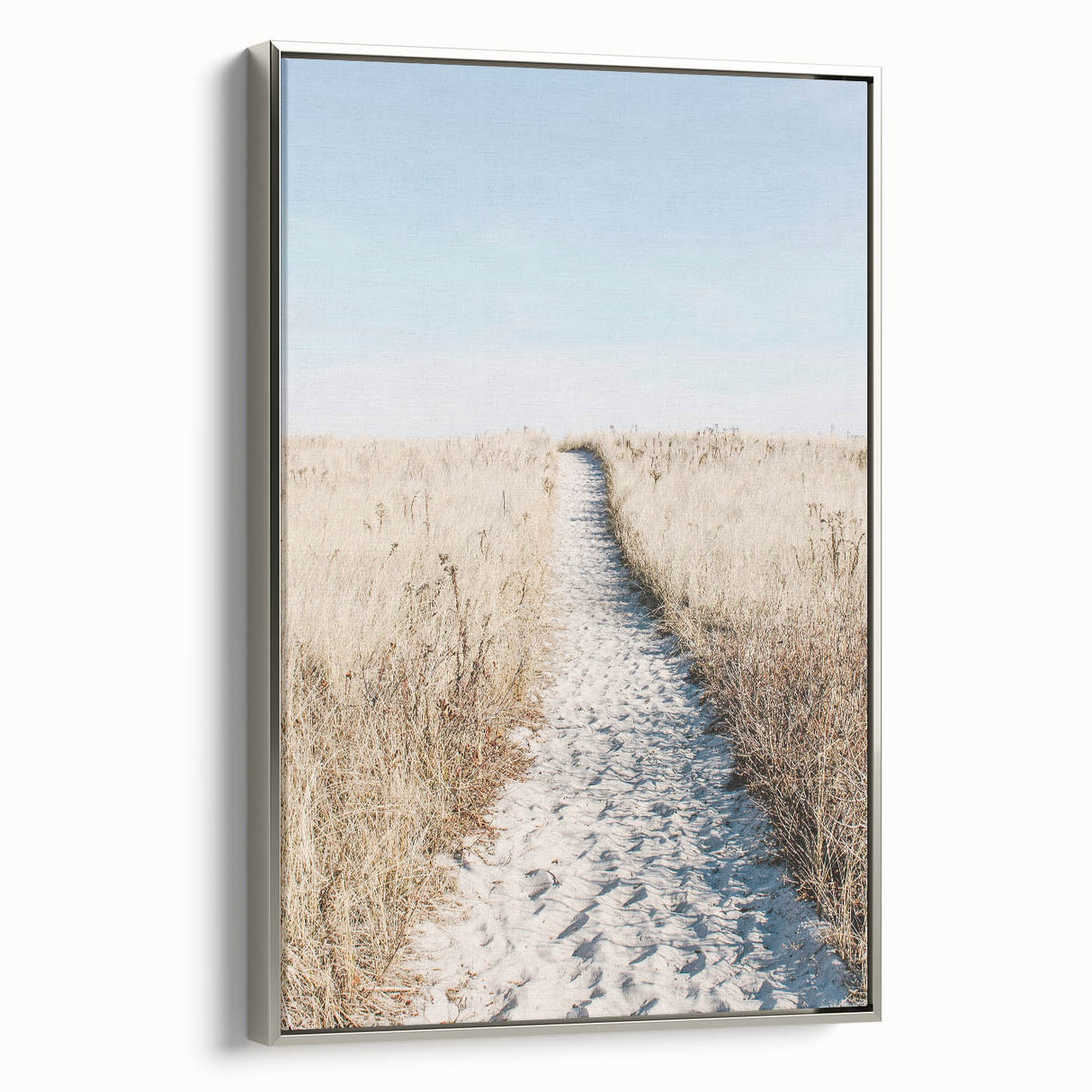 Landscape art painting of a summer scene on a framed canvas, featuring vibrant colors and vintage poster style.