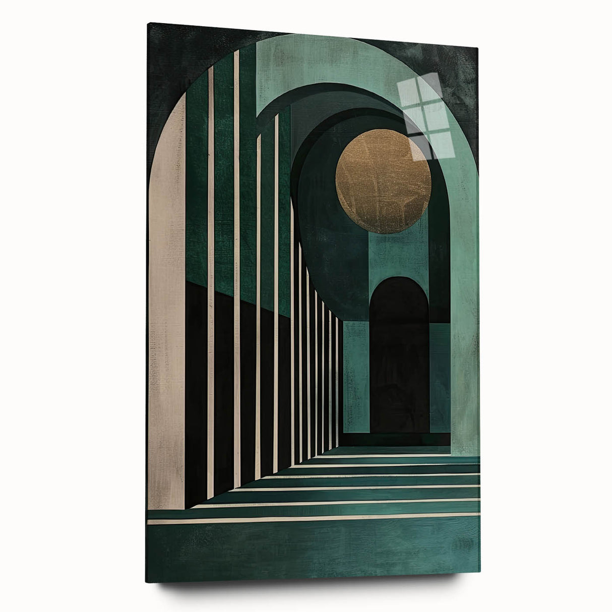 Emerald Archway Wall Art – Luxurious Geometric Dining Print