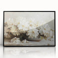 Framed abstract floral wall art with black acrylic frame, showcasing vibrant colors and intricate patterns, perfect for modern home decor and artistic expression.