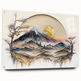 Abstract landscape wall art design displayed in a side view, showcasing vibrant acrylic glass with visible pins for mounting, perfect for modern decor.