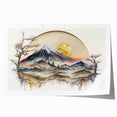 Abstract landscape wall art print showcasing vibrant hues of blue, green, and orange, rolled for easy transport and display, perfect for modern home decor.