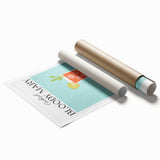 Extra large rolled print featuring a floral art design in muted colors.