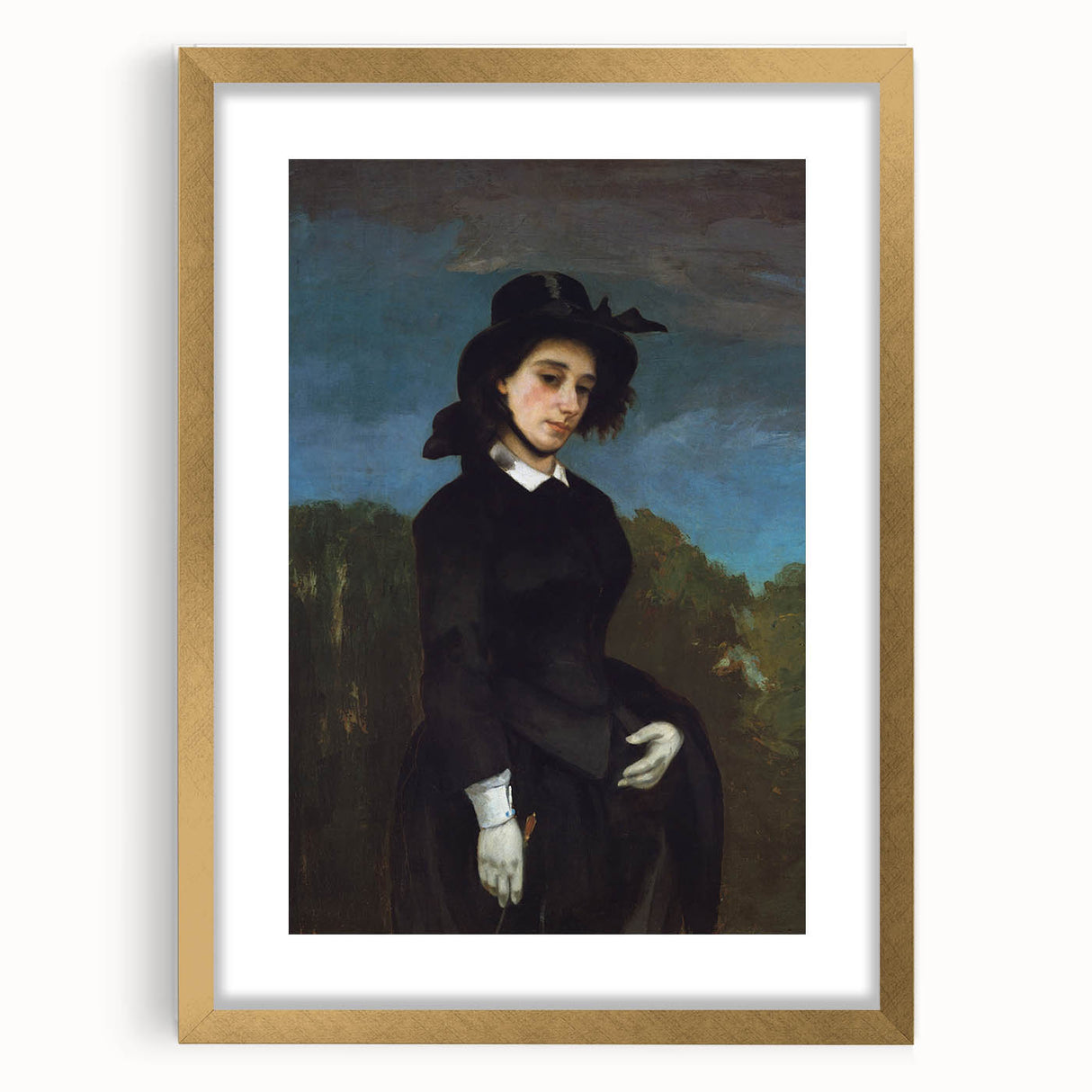 Realism Art Prints - Woman in a Riding Habit by Gustave Courbet Canvas Art
