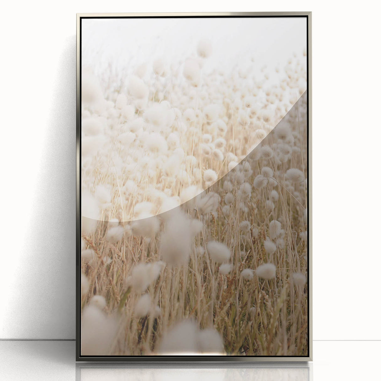 Mid-century modernist art featuring abstract summer theme in vibrant hues on a framed acrylic print.