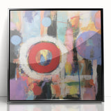 Framed abstract geometric artwork in black acrylic, showcasing sharp angles and contrasting shapes, ideal for modern home decor or office styling.