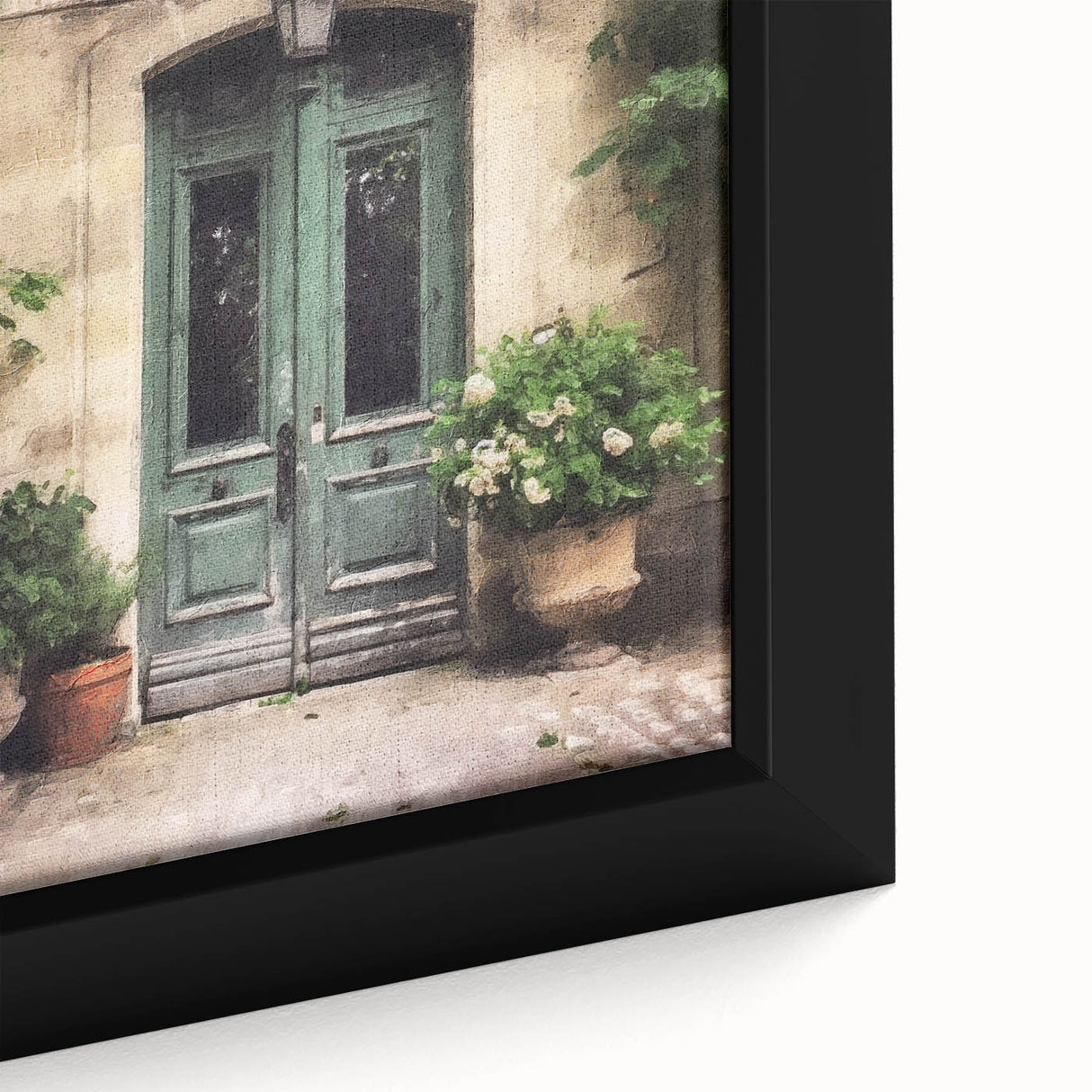 Extra large black wall art featuring a textured close-up of a French door, ideal for living room ambiance.