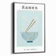 Black and white vintage poster art on framed canvas, featuring an array of classic food dishes.