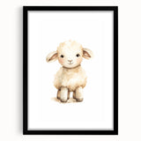 Cute Fluffy Lamb Nursery Wall Art - Baby Room Decor Print