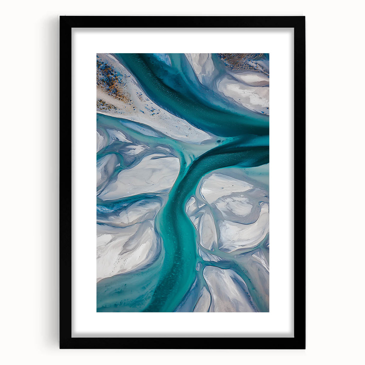 Framed landscape artwork showcasing serene sand dunes, featuring a black mat and sleek frame, perfect for modern home decor. Ideal for enhancing interior spaces.