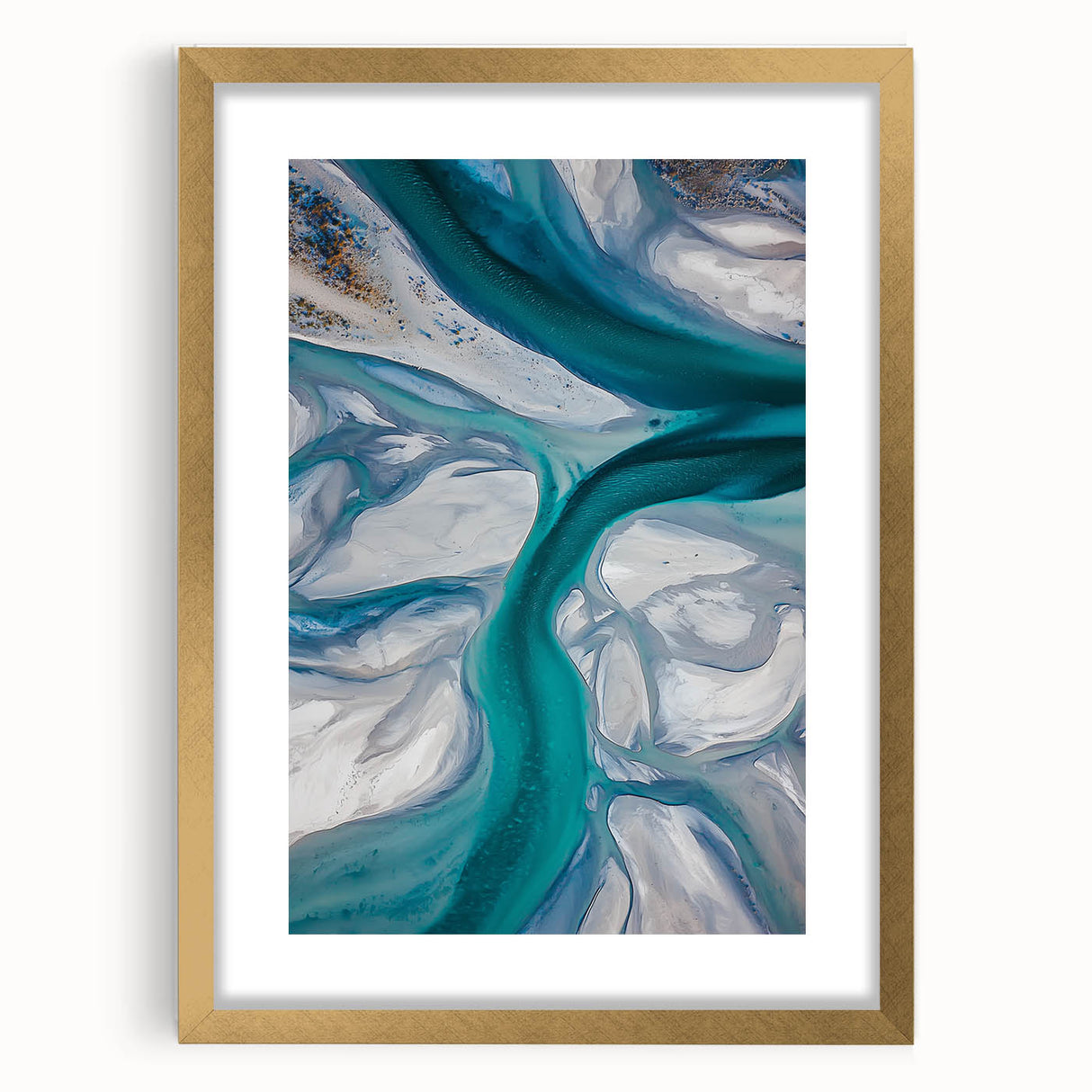 Elegant framed landscape artwork depicting serene sand dunes, featuring a gold mat that enhances its natural beauty, perfect for home or office decor.