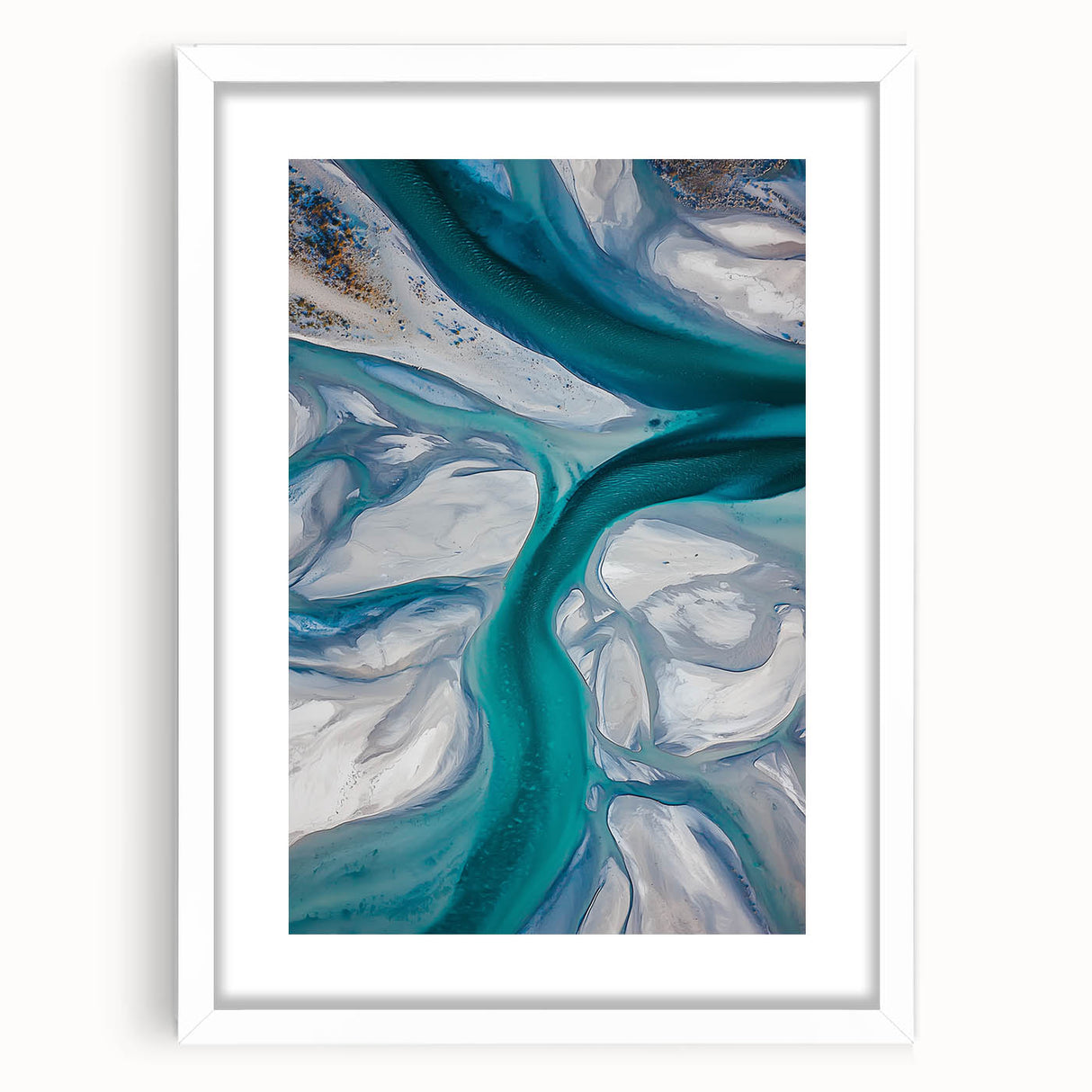 Framed landscape art print showcasing serene sand dunes in soft beige and warm tones, elegantly matted in white, perfect for modern home decor.