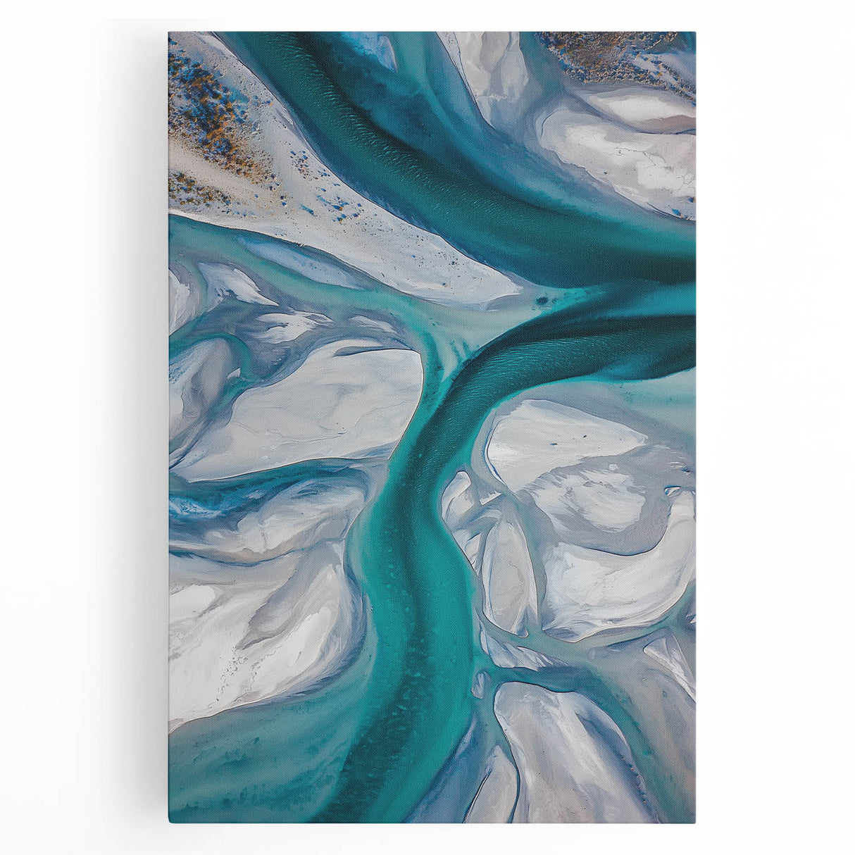 Stretched canvas artwork depicting serene sand dunes under a vibrant sunset, showcasing warm hues of orange and yellow, perfect for modern home decor.