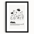 Monochrome Motivational Typography Art Print - "Rise" Canvas