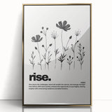 Monochrome Motivational Typography Art Print - "Rise" Canvas