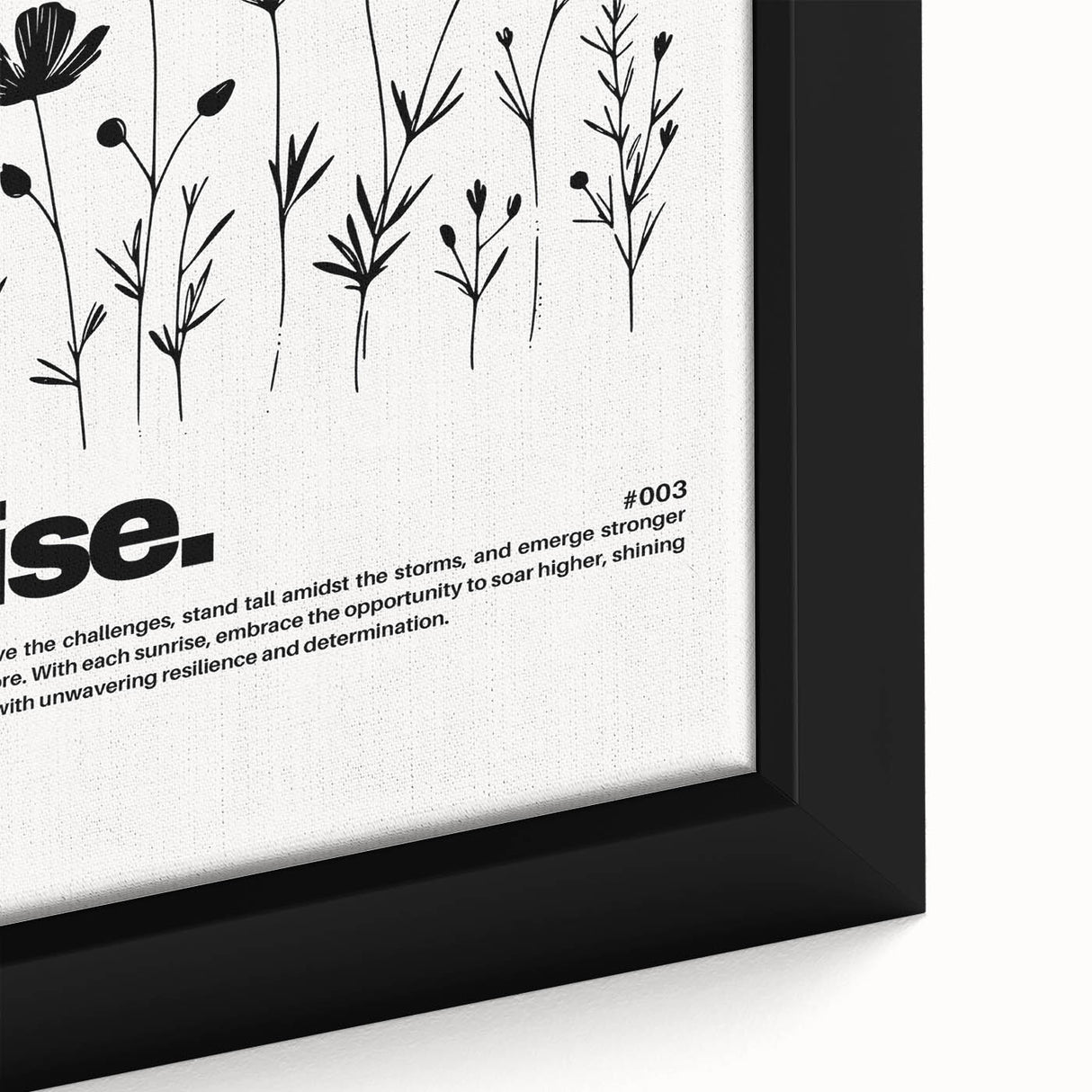 Monochrome Motivational Typography Art Print - "Rise" Canvas