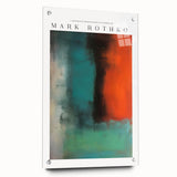 Large abstract wall art on acrylic glass, featuring bold red and soft beige tones.