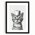 Bathroom Wall Art - Cat with Toilet Paper Hat