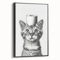 Bathroom Wall Art - Cat with Toilet Paper Hat