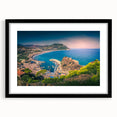 Abstract art print depicting colorful, textured scenery of Algeria, in a large black framed format.