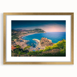 Textured abstract art print of Algerian scenery in gold frame, featuring earthy tones, ideal for bedroom decor.