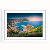 Extra large abstract art print of Algerian scenery in textured style, with earthy tones on a white framed canvas.