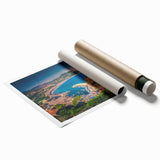 Extra large rolled print of Algerian scenery with vibrant floral elements, suitable as classy bathroom wall art.