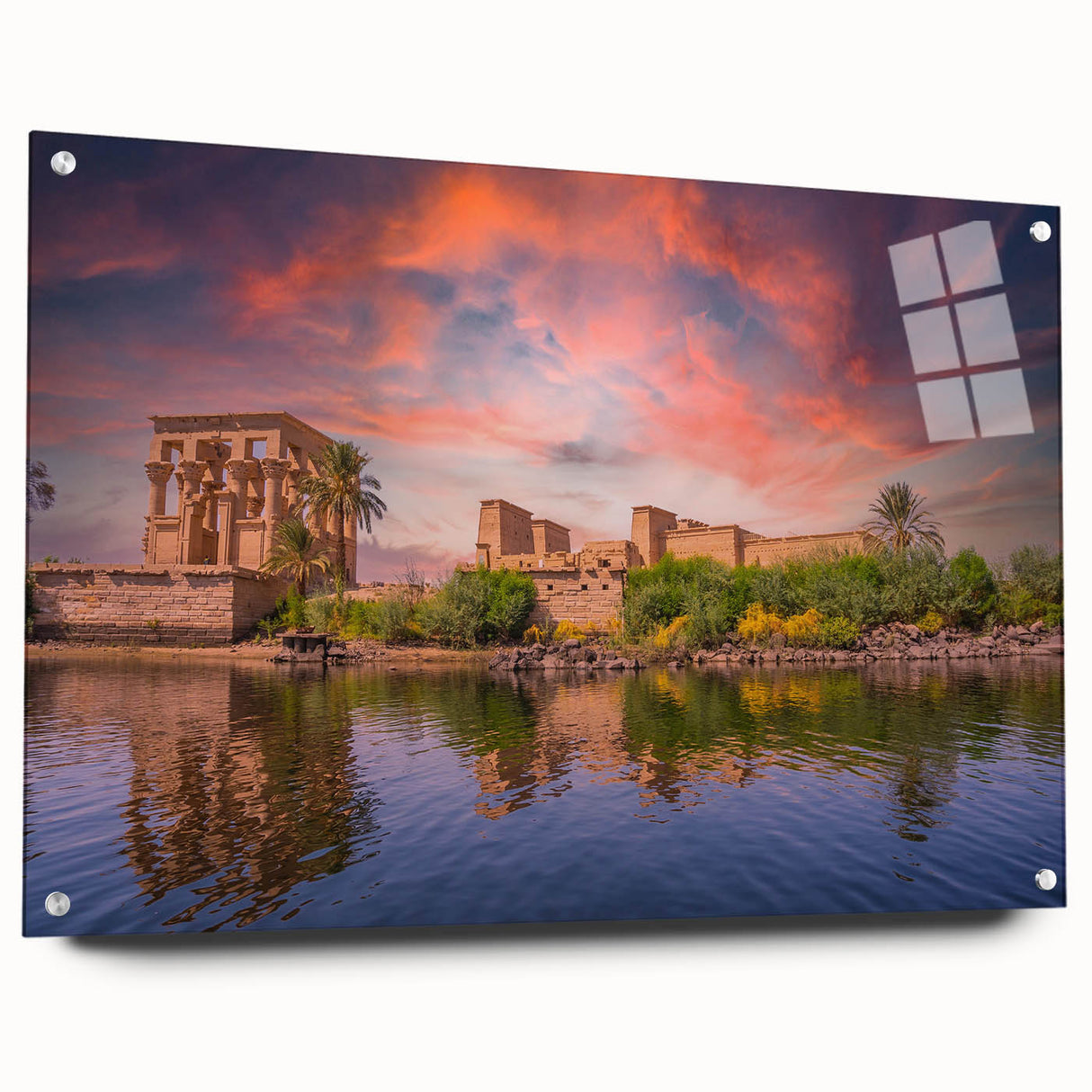 Acrylic glass print of an abstract African landscape in earthy tones, suitable for bedroom or dining room decor.