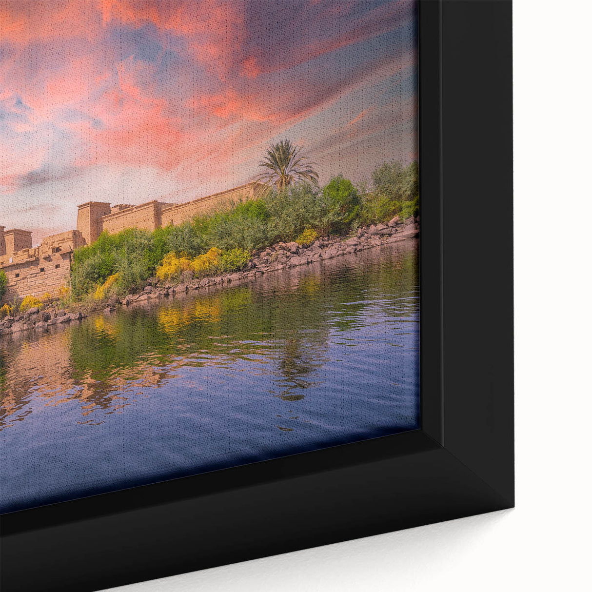 Extra large framed canvas featuring a textured depiction of an African landscape in vibrant colors.