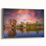 Framed canvas depicting a vintage-style landscape of Egypt with gold and black color palette.