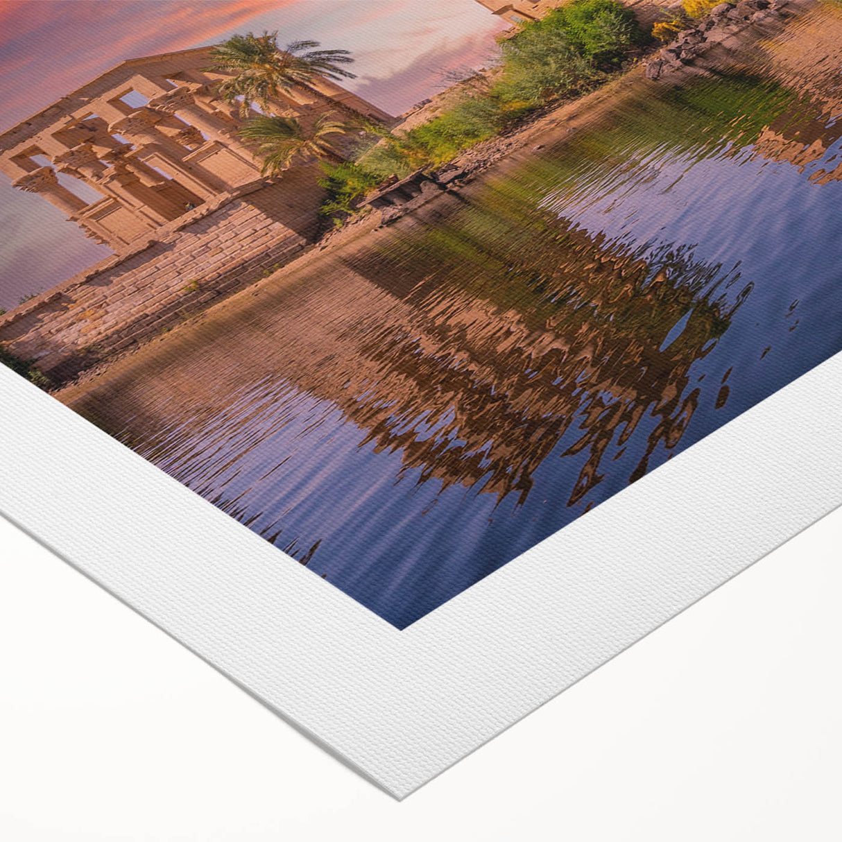 Art deco poster of an Egyptian landscape in muted earth tones on rolled canvas, suitable for dining room decor.
