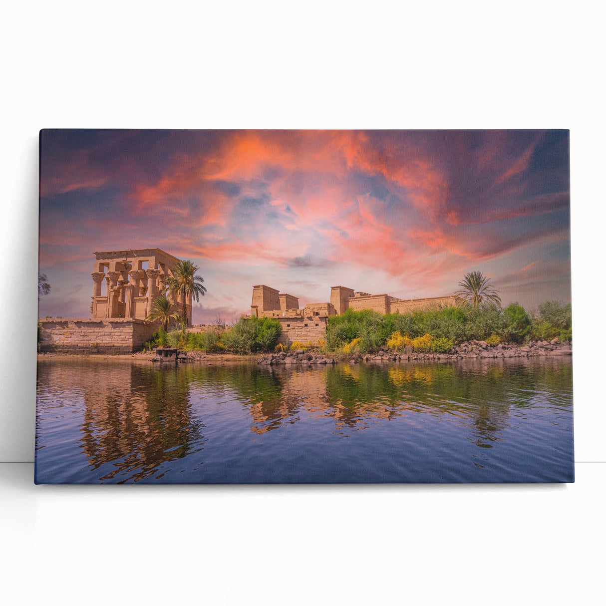 Large black and white stretched canvas of Egyptian scenery, ideal for kitchen wall art or bedroom.