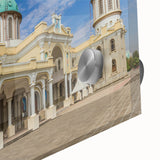 Large abstract depiction of an Ethiopian landscape in muted earth tones on acrylic glass, ideal for dining room art.