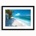 Extra large abstract art print of a colorful Kenyan landscape on textured canvas, framed in black.