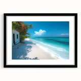 Extra large abstract art print of a colorful Kenyan landscape on textured canvas, framed in black.