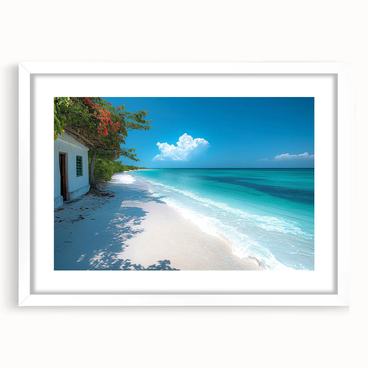 Extra large textured abstract art print depicting a Kenyan landscape in earthy tones, framed with a white mat.